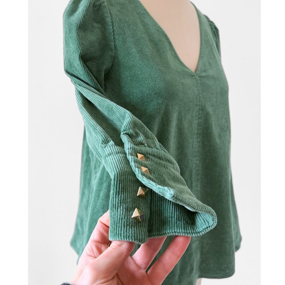 Tuckernuck Sea Sage Green Corduroy Babydoll Top (S) - Picture 7 of 10